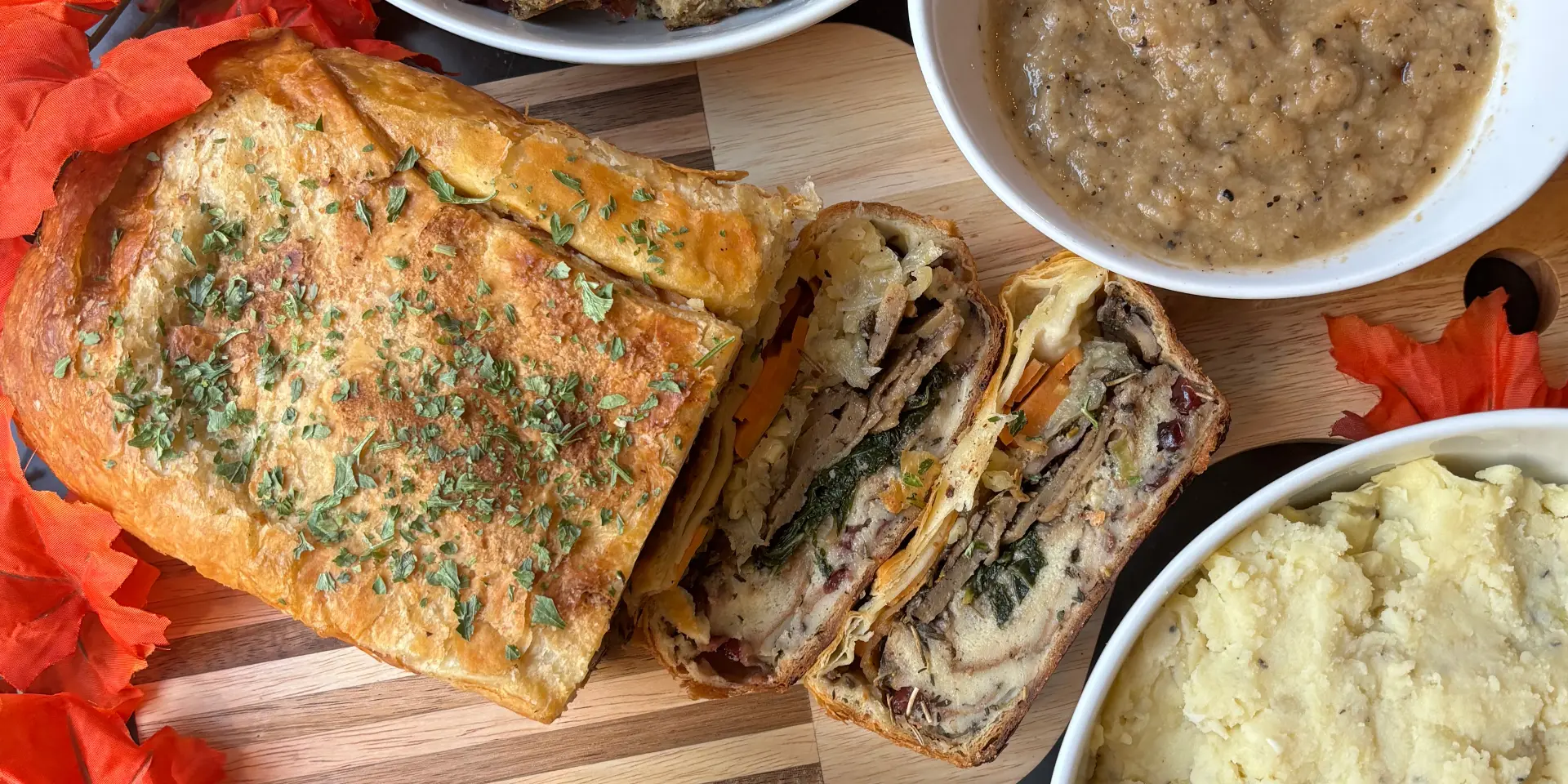 Savory pastry with seasonal sides