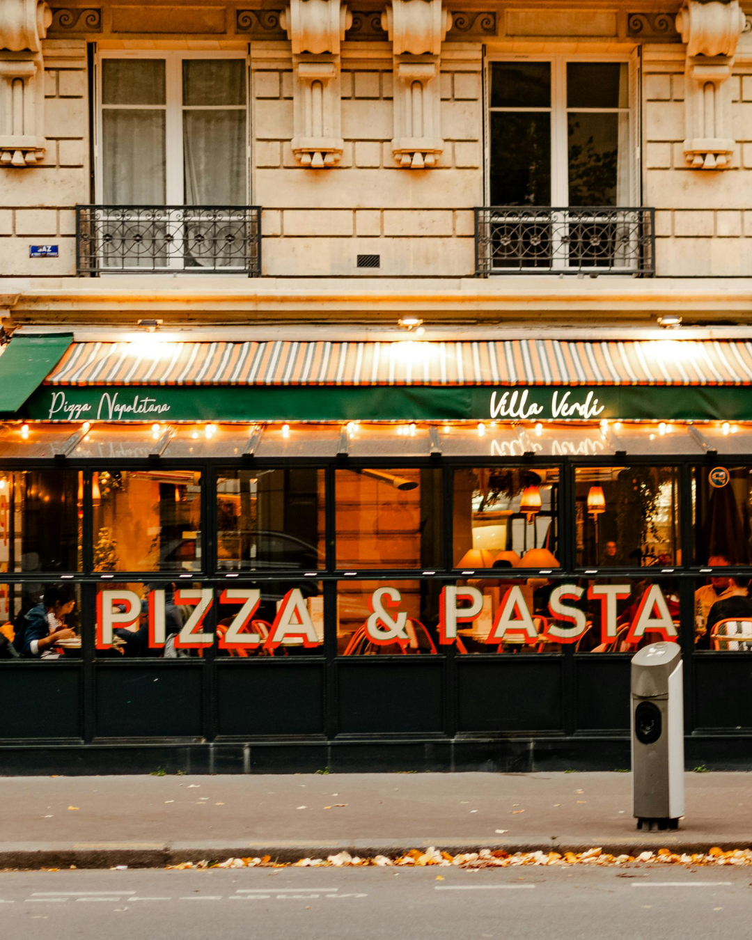 Pizza and pasta restaurant storefront